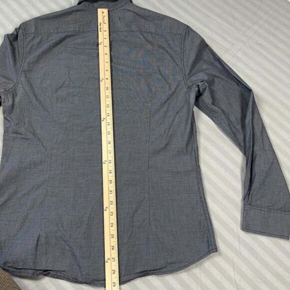 John Varvatos USA Dress Shirt Mens Size Medium Black Checks Pleated Long Sleeve - Picture 5 of 7